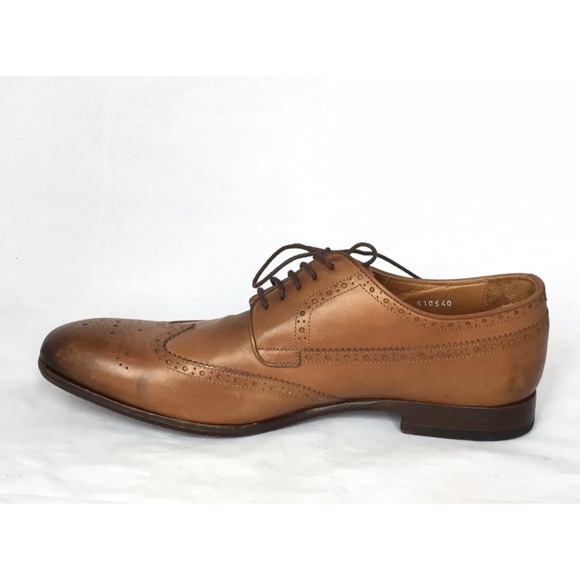 Paul Smith Men’s Classic Leather Wingtip Oxfords Brogues Tan Brown 9 - Picture 1 of 12